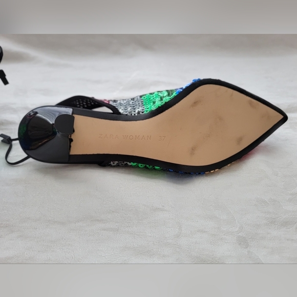 ZARA - mulitcolor sequined low-heeled shoes. Ladies size 37 (U.S. size 6 1/2) - Picture 11 of 11